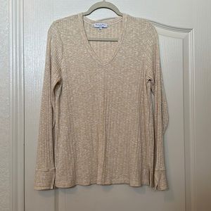 NWOT Michael Stars Ribbed Long Sleeve V-neck Top